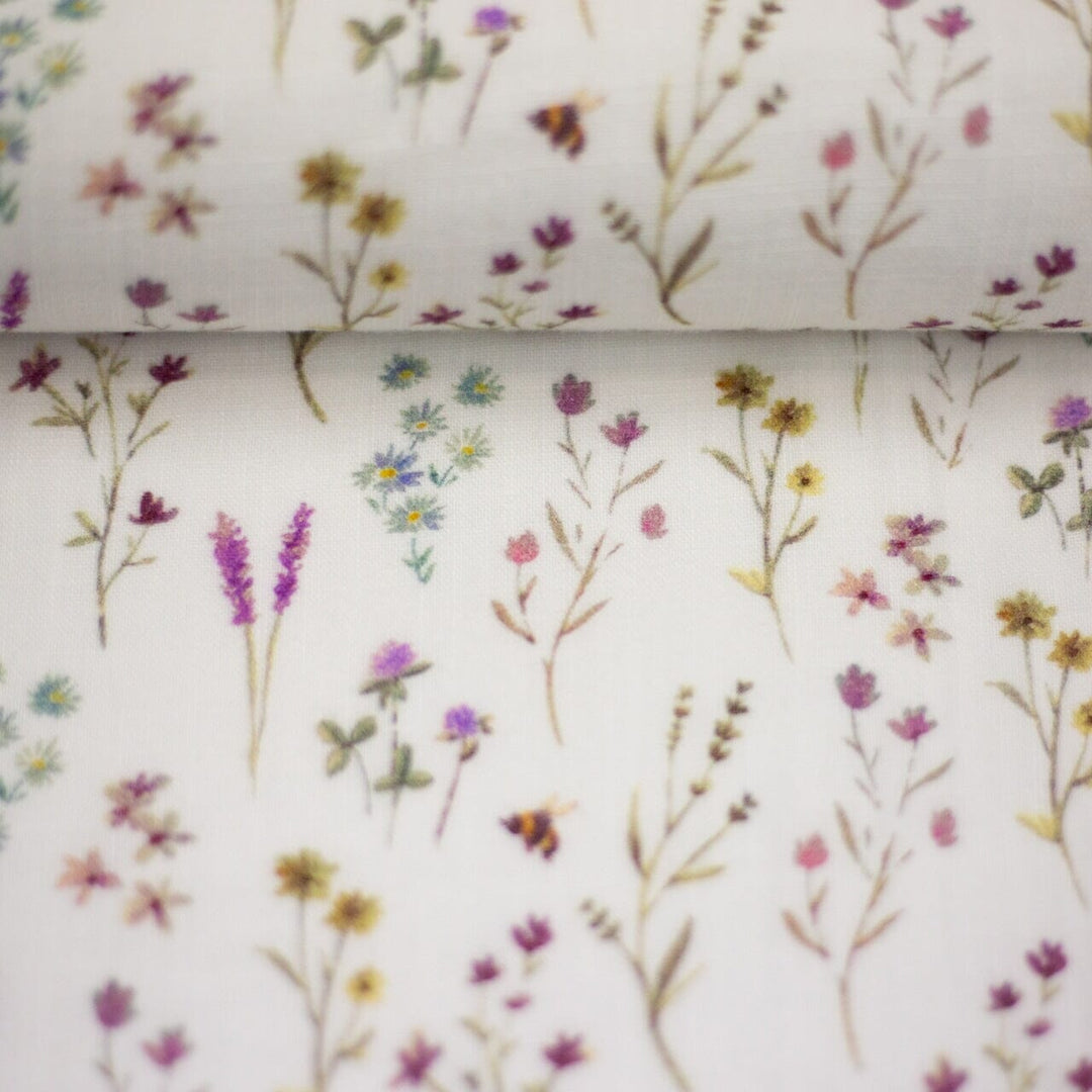 Musselin "Wild Meadow - Naturweiß" Swafing