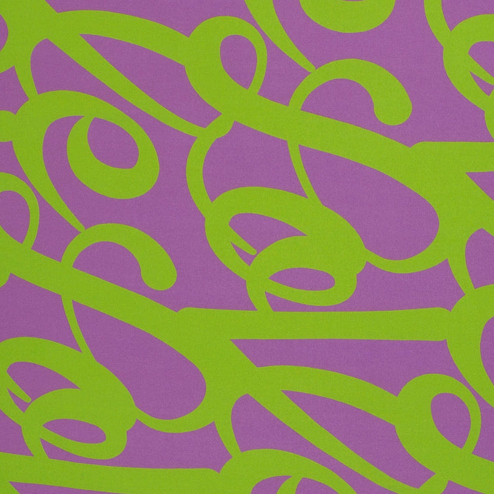 Viskose Schriftzug Limette Flieder | Love Collection Kibadoo Swafing