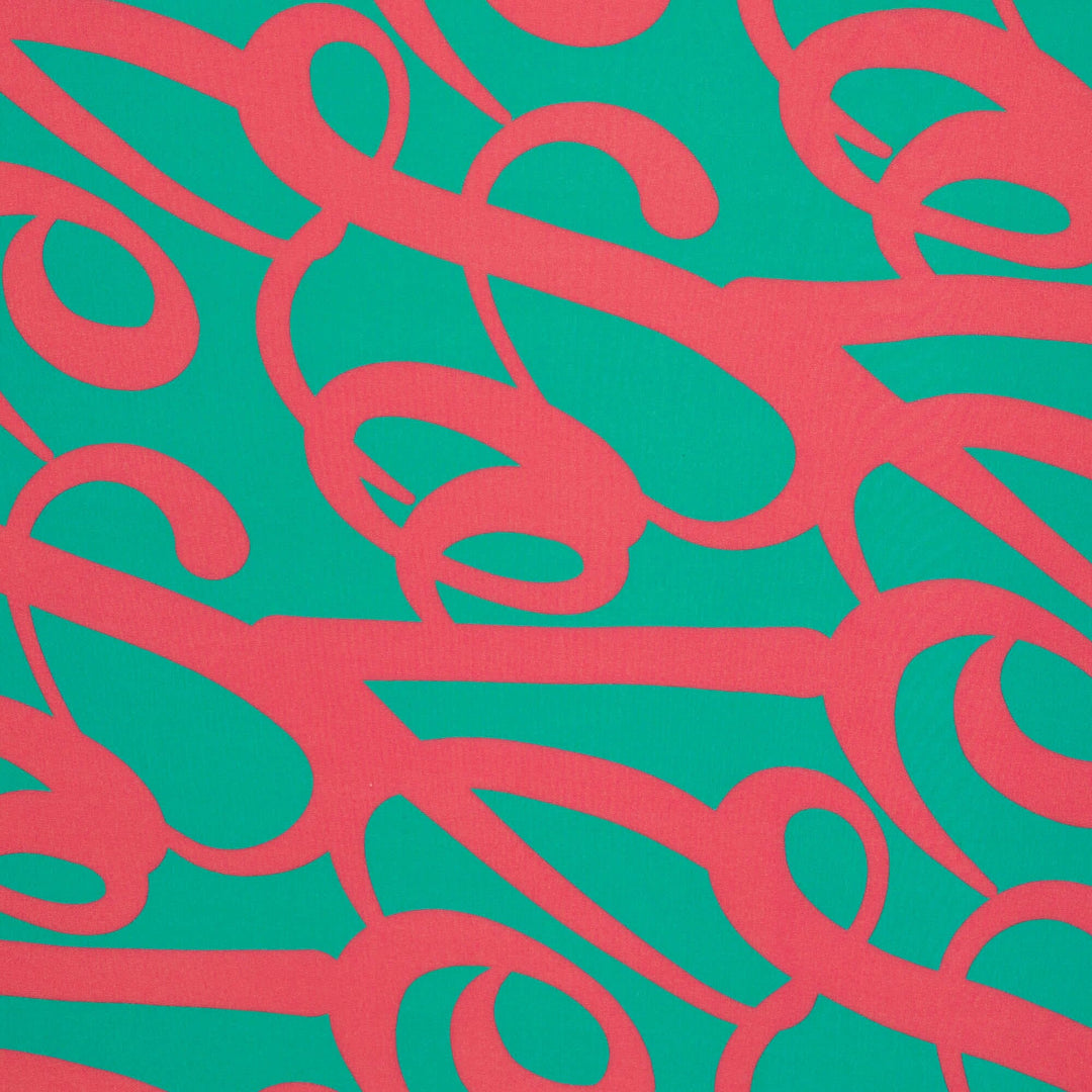 Viskose Schriftzug Erika Aqua | Love Collection Kibadoo Swafing