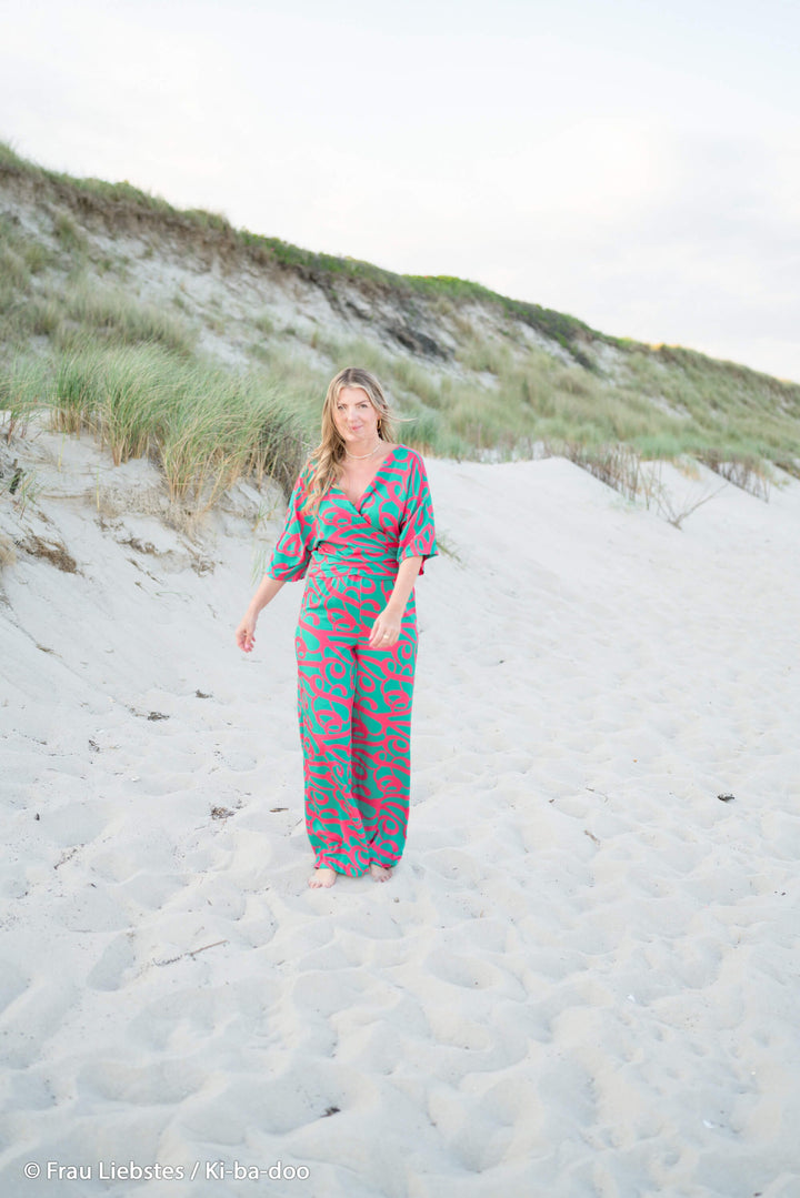 Viskose Schriftzug Erika Aqua | Love Collection Kibadoo Swafing