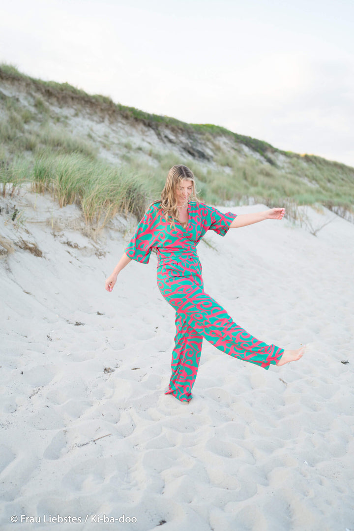 Viskose Schriftzug Erika Aqua | Love Collection Kibadoo Swafing