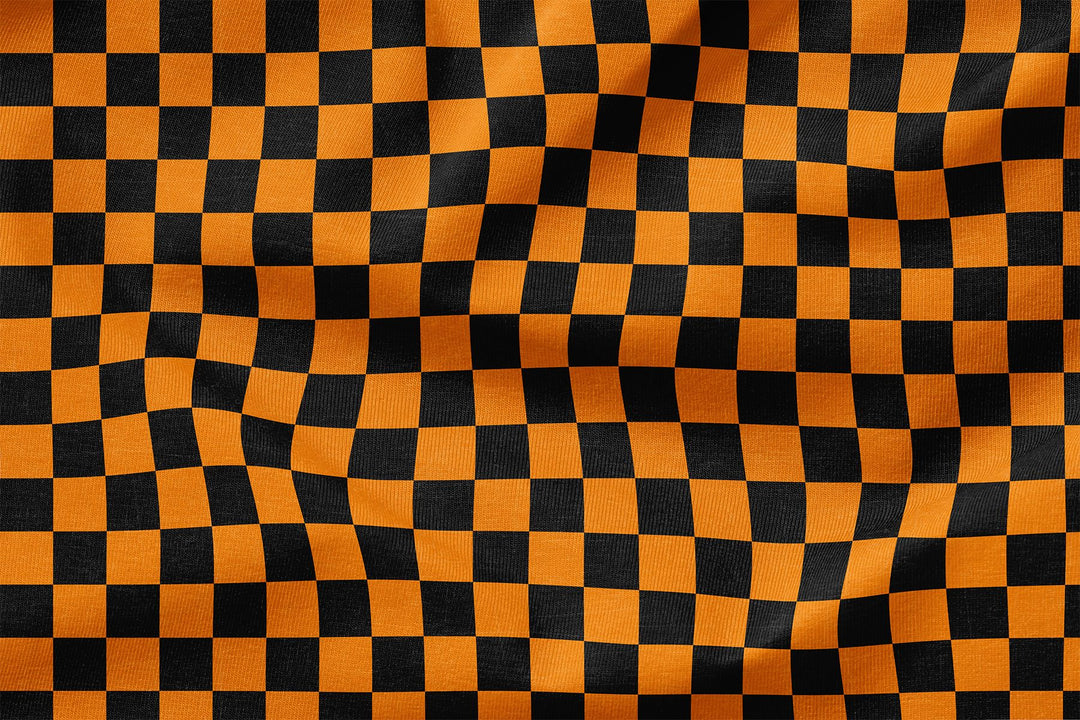 Vorbestellung | French Terry "Schachbrettmuster - Orange Schwarz" | Halloween Stoffe 2025 (Kopie) fadenwunsch