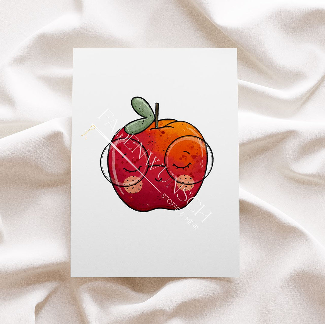 Vorbestellung | Bügelbild "Äpfel rot - mit Brille" fadenwunsch
