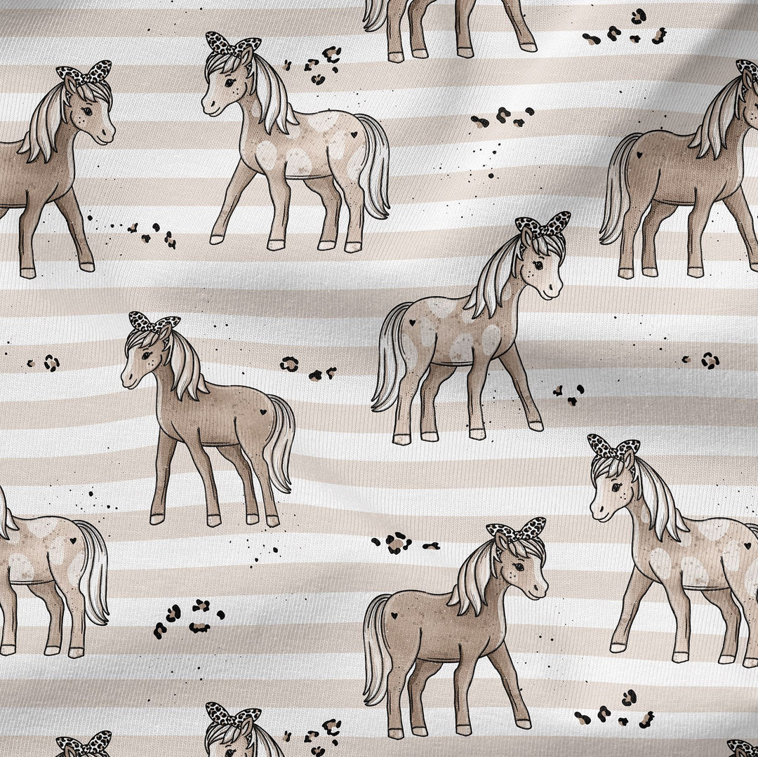 Vorbestellung | Bio French Terry "Pferdilein Beige" fadenwunsch