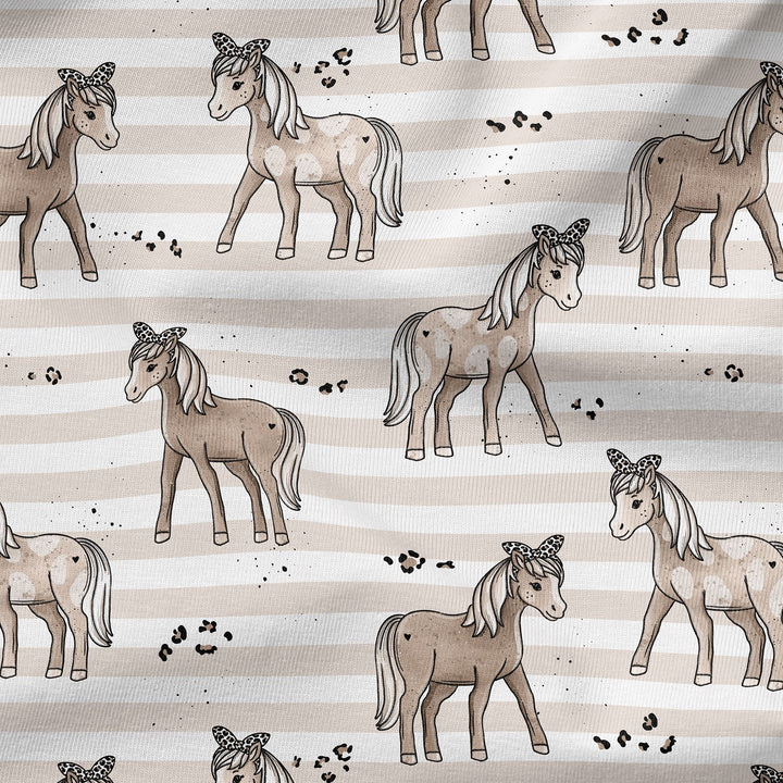 Vorbestellung | Bio French Terry "Pferdilein Beige" fadenwunsch
