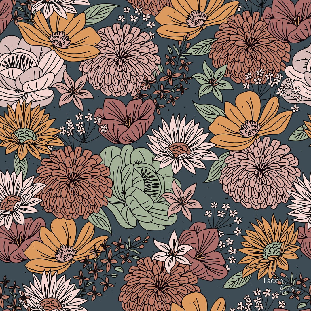 Vorbestellung | "Herbstblumen Blau" fadenwunsch