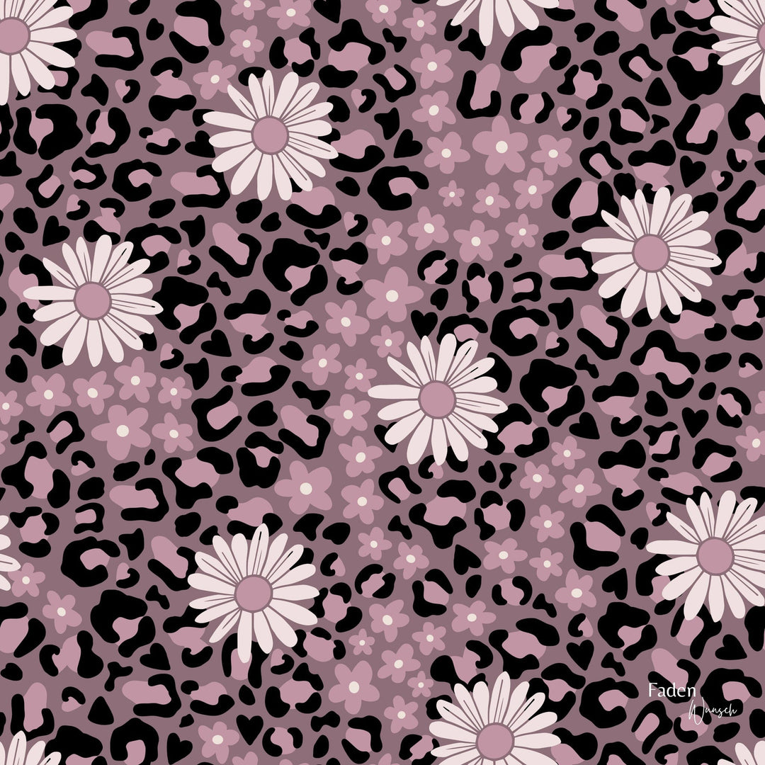 Bio-Rib-Jersey wilde Blumen mit Leoprint fadenwunsch