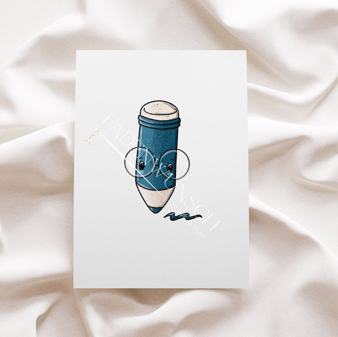 Vorbestellung | Bügelbild "Schreibzeug - Stift Blau" fadenwunsch