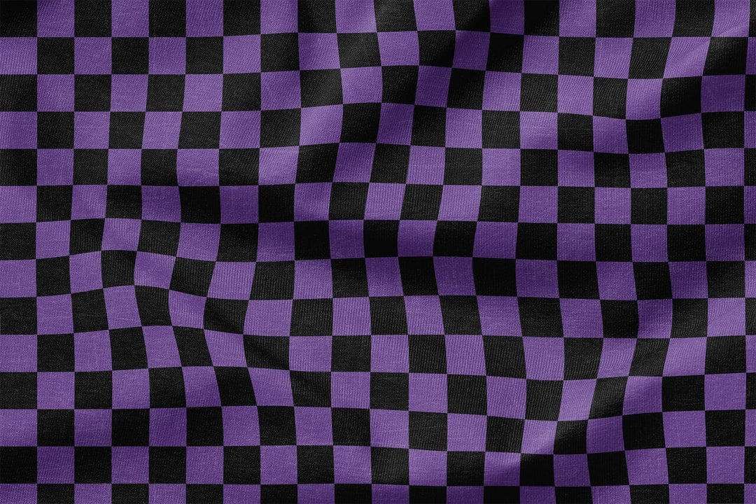 Vorbestellung | "Schachbrettmuster Klein - Schwarz / Lila" | Halloween Stoffe 2025 fadenwunsch