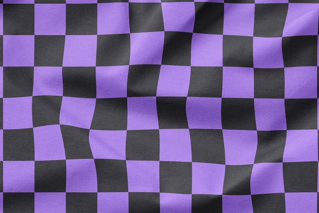 Vorbestellung | "Schachbrettmuster - Lila / Anthrazit" | Halloween Stoffe 2025 fadenwunsch