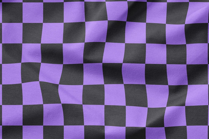 Vorbestellung | "Schachbrettmuster - Lila / Anthrazit" | Halloween Stoffe 2025 fadenwunsch