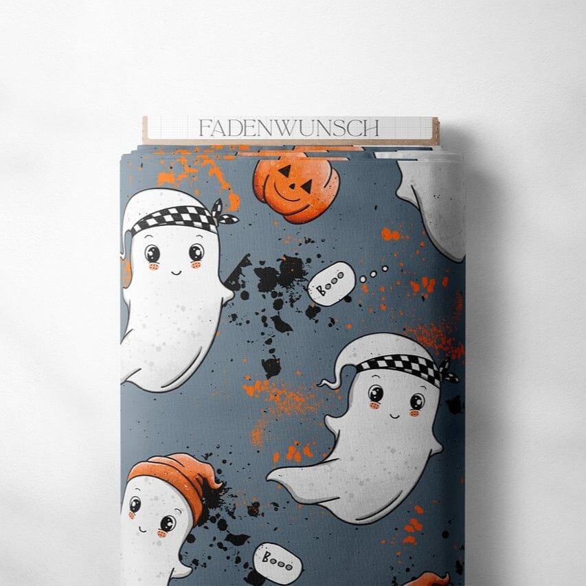 Gespenst Spooky Fun Blau – French Terry Halloween 2025 – Fadenwunsch