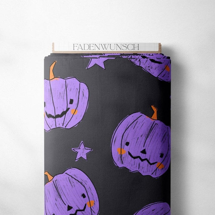 "Kürbis Scratch - Anthrazit" | Halloween Stoffe 2025 fadenwunsch