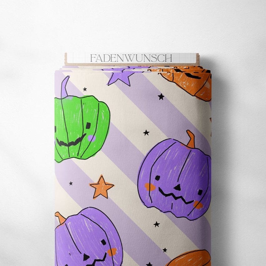 French Terry "Kürbis Scratch - Flieder" | Halloween Stoffe 2025 fadenwunsch