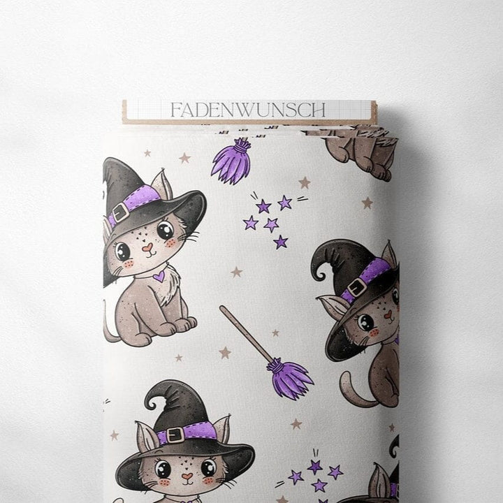 French Terry "Magic Kitty - Lila" | Halloween Stoffe 2025 fadenwunsch