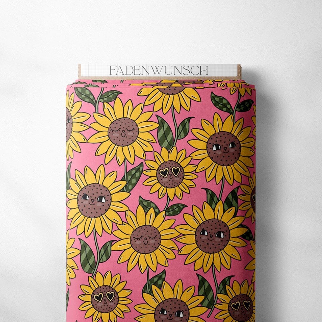 Vorbestellung | Jersey "Sonnenblumen Pink" fadenwunsch