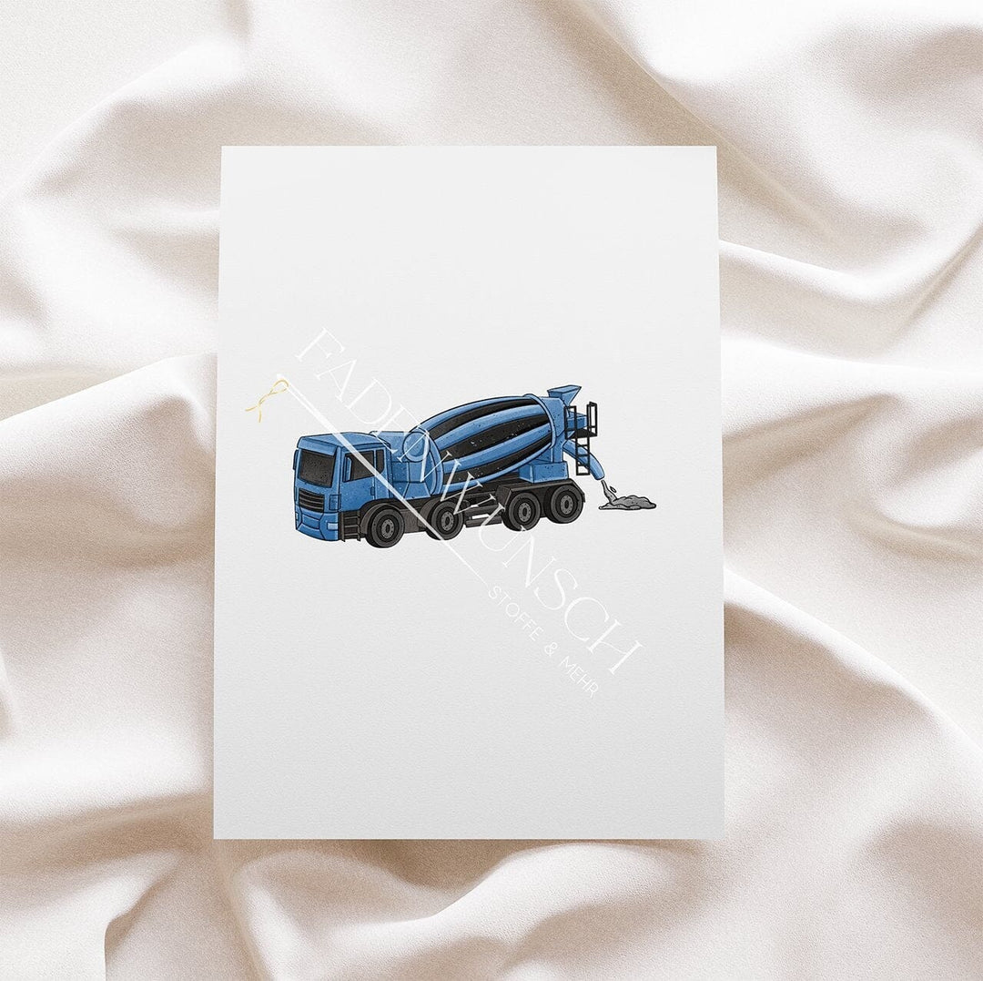 Vorbestellung | Bügelbild "Betonmischer - Blau" fadenwunsch