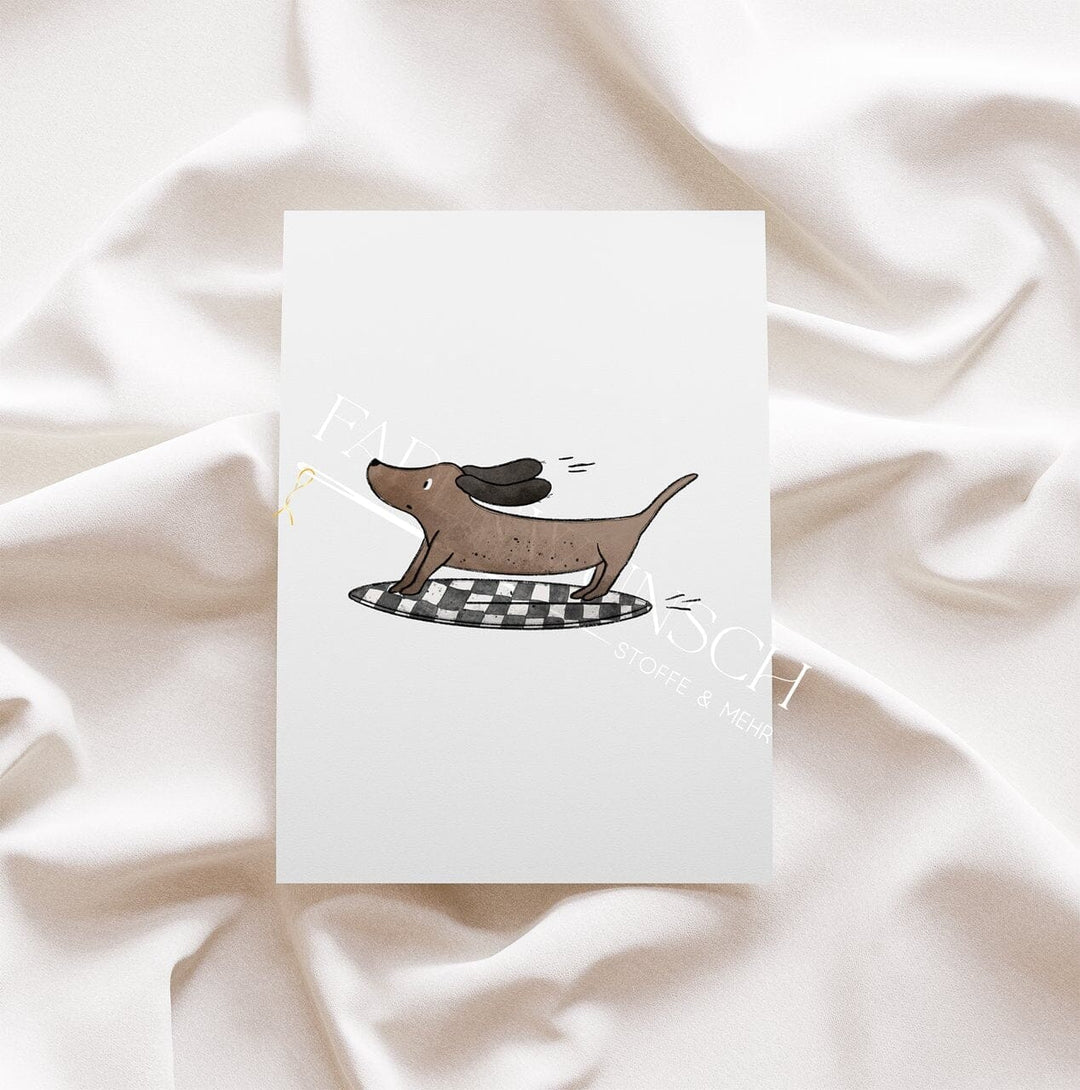 Vorbestellung | Bügelbild "Dackel Beach - Surfbrett - Checkerboard" fadenwunsch