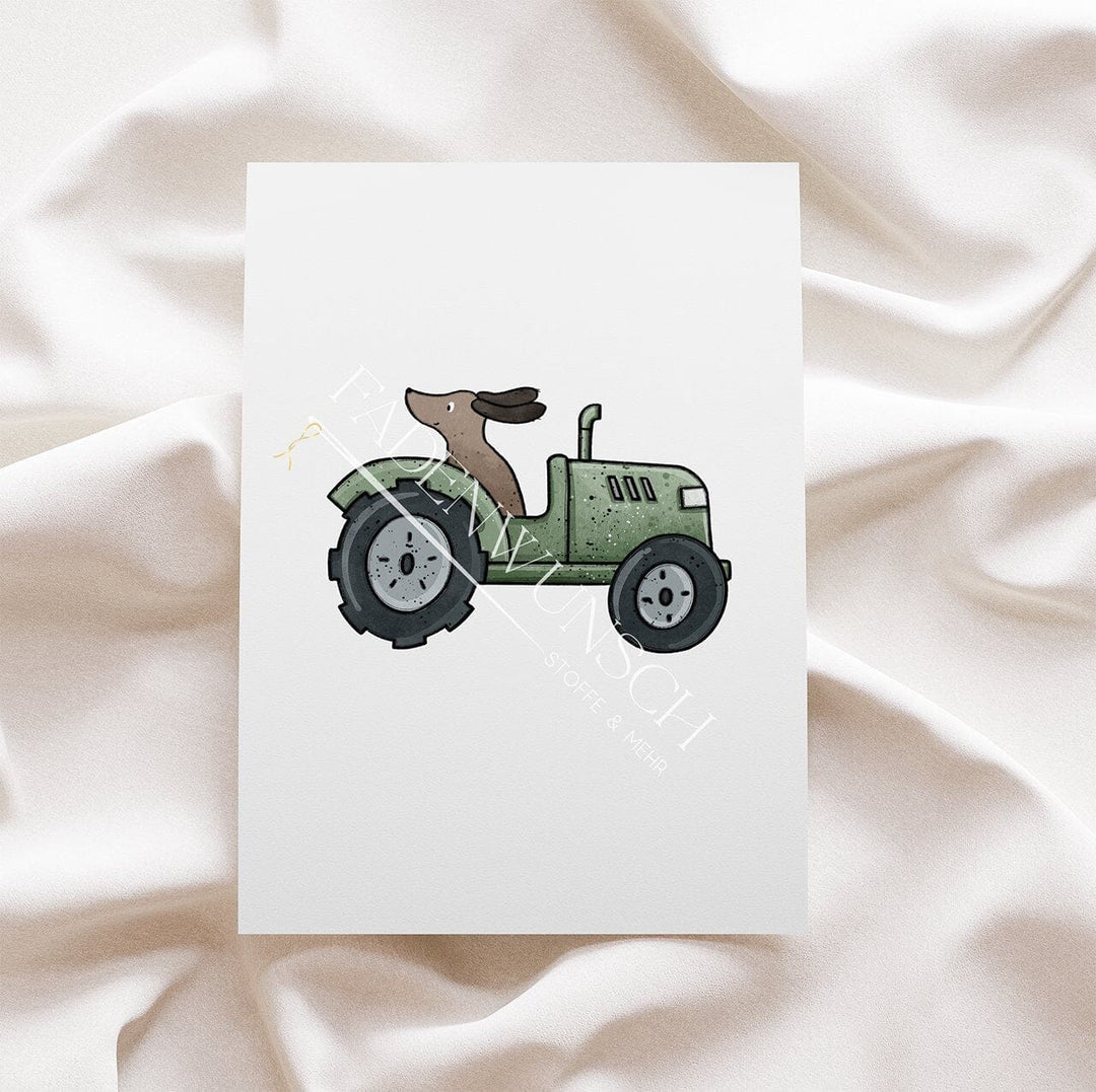 Vorbestellung | Bügelbild "Dackel-Farm Traktor" fadenwunsch