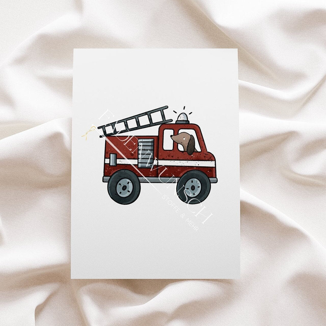 Vorbestellung | Bügelbild "Dackel Feuerwehr 2" fadenwunsch