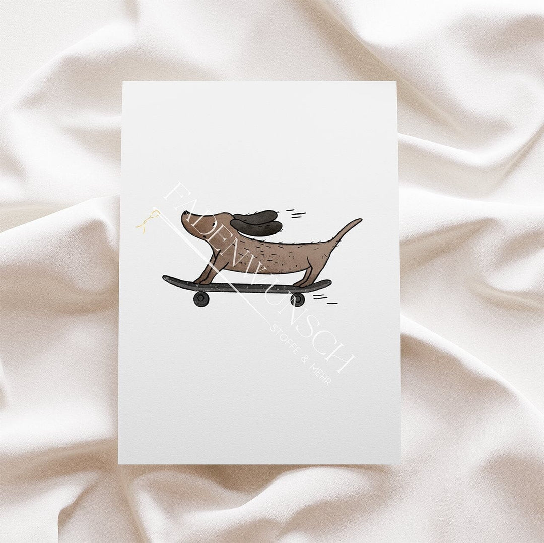 Vorbestellung | Bügelbild "Dackel SkateDog" fadenwunsch