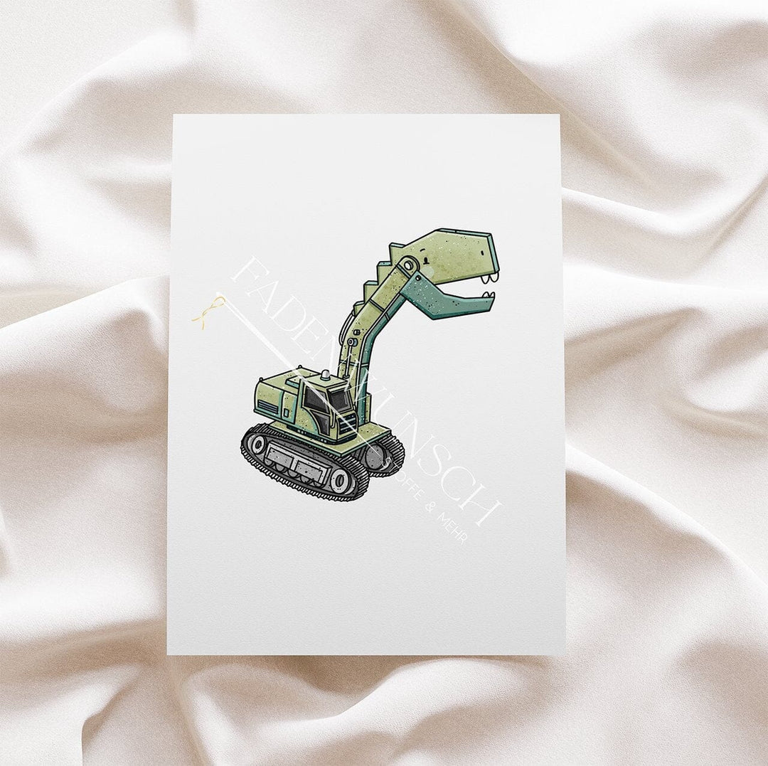 Vorbestellung | Bügelbild "Bagger-Dino" fadenwunsch