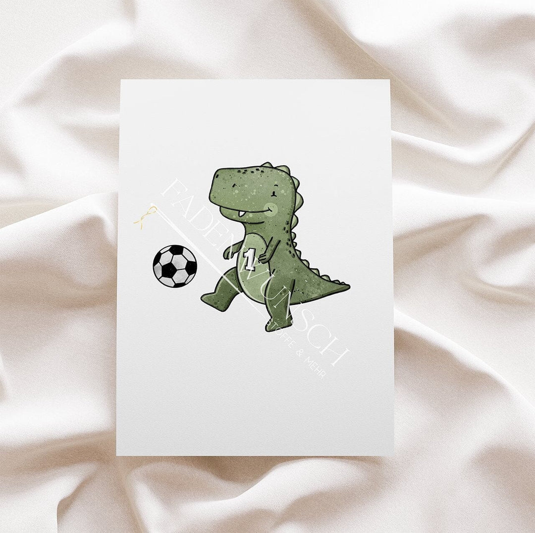 Vorbestellung | Bügelbild "Dino Fußball" fadenwunsch