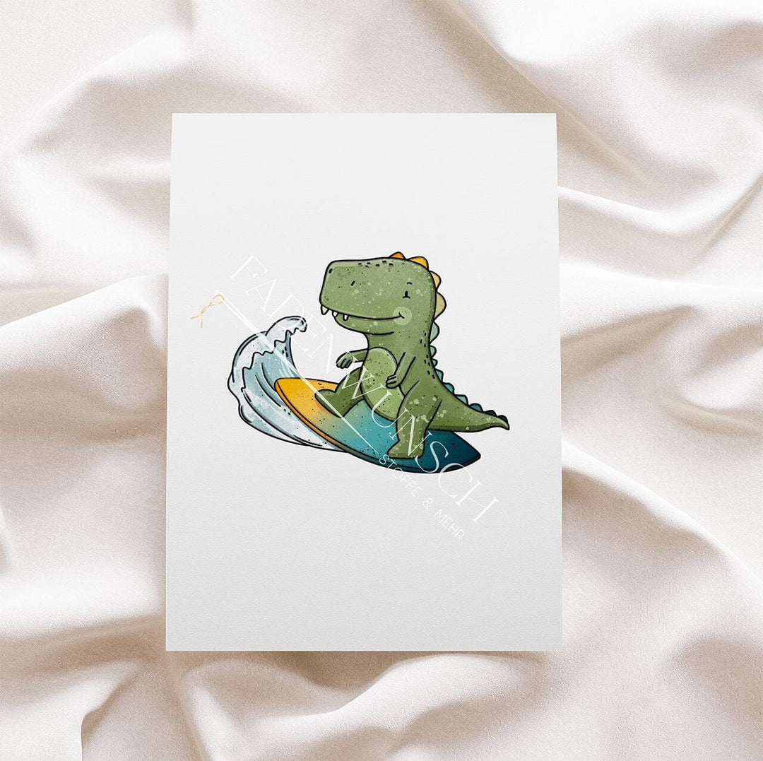Vorbestellung | Bügelbild "Dino Surfing - Dino 1" fadenwunsch
