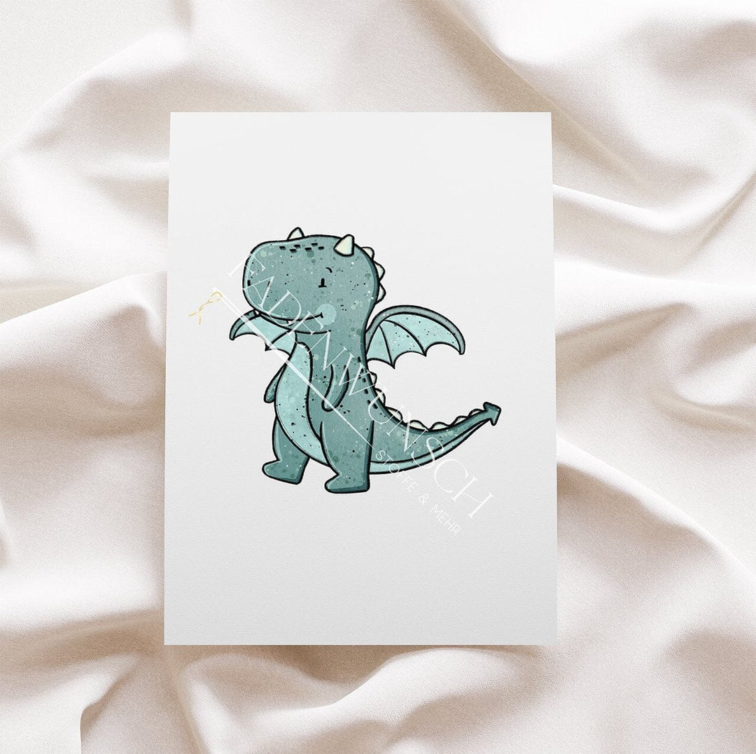 Vorbestellung | Bügelbild "Drache Dragon - Türkis" fadenwunsch