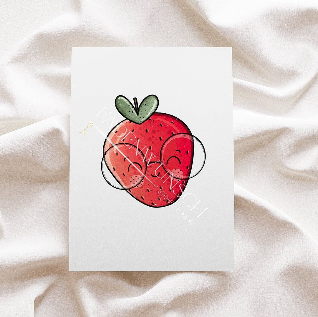 Vorbestellung | Bügelbild "Erdbeeren - mit Brille" fadenwunsch