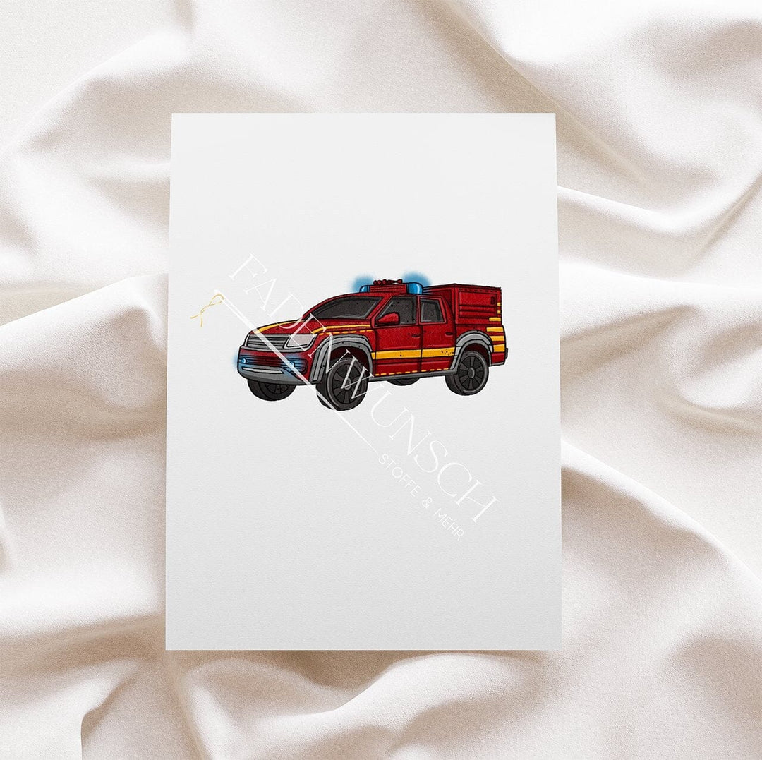 Vorbestellung | Bügelbild "Feuerwehr - Komandowagen" fadenwunsch