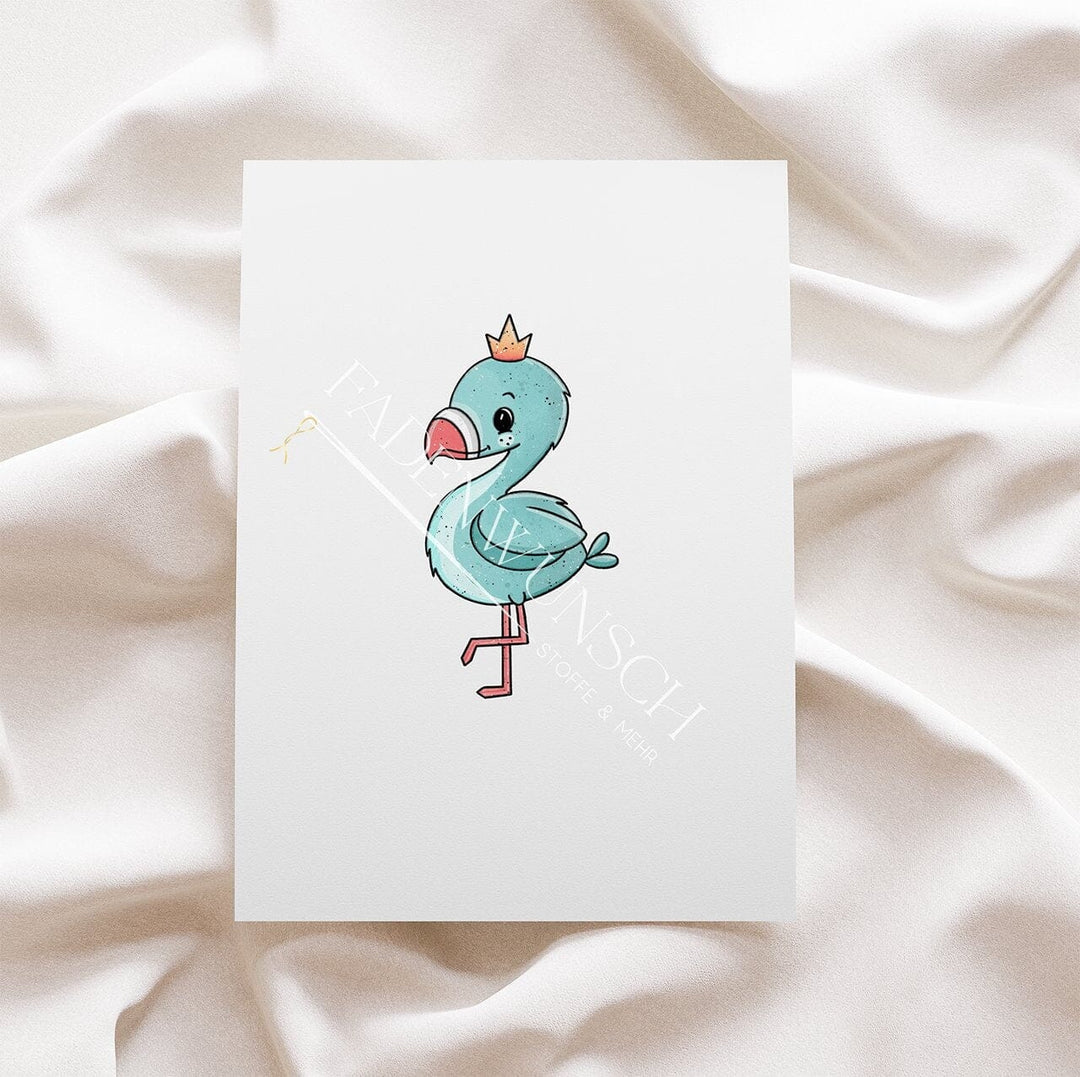 Vorbestellung | Bügelbild "Flamingochen - Mint - mit Krone" fadenwunsch