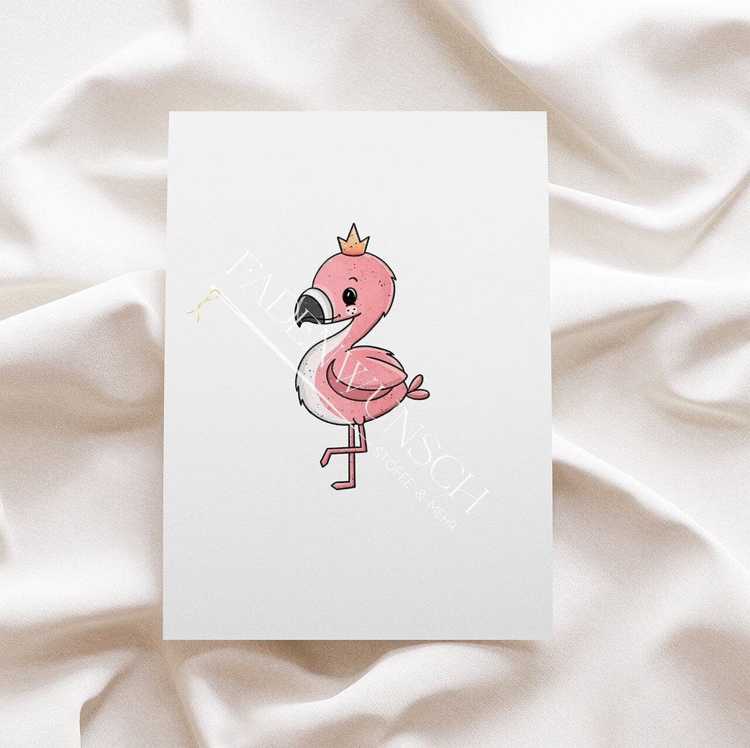 Vorbestellung | Bügelbild "Flamingochen - Rosa - mit Krone" fadenwunsch