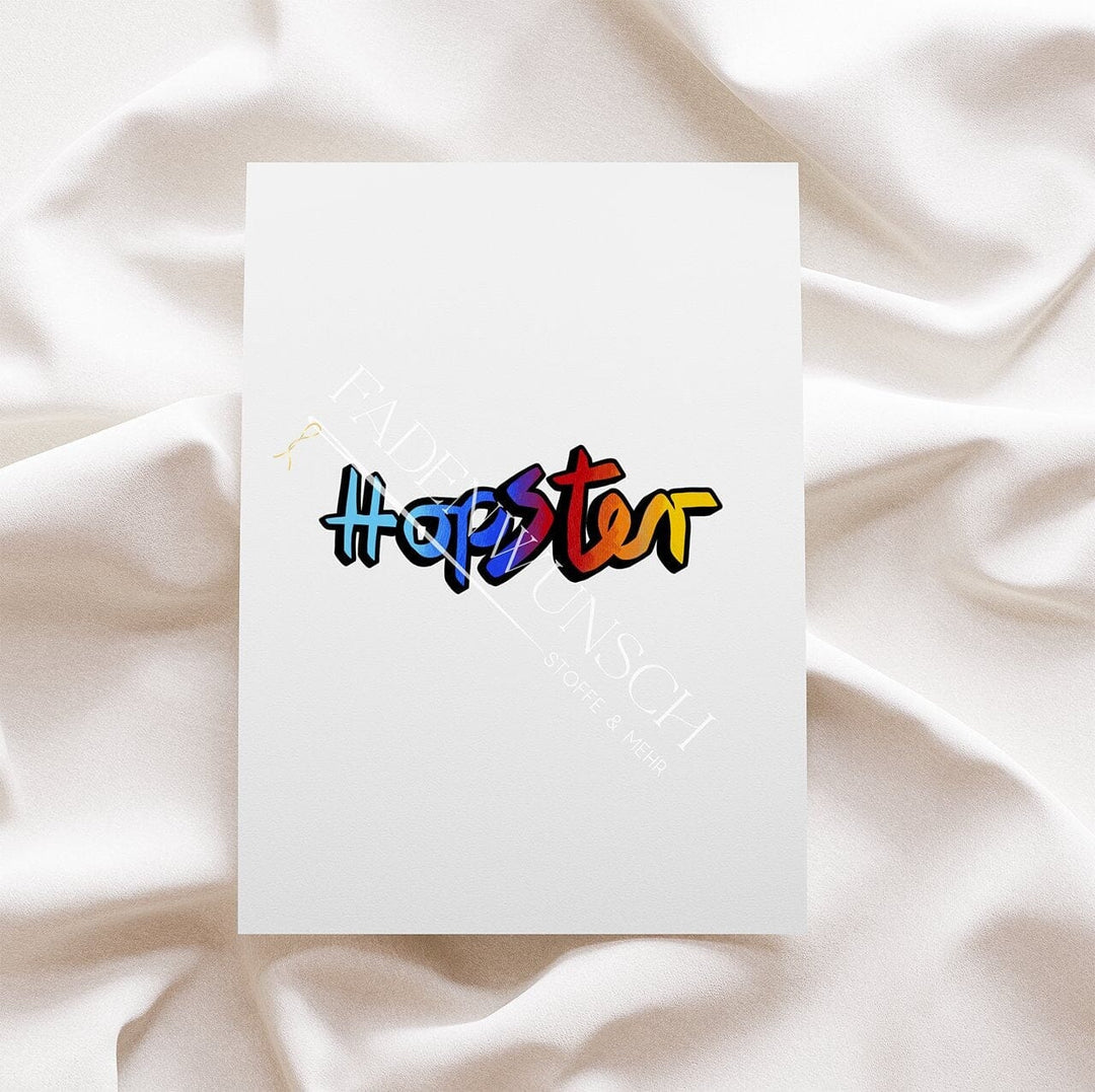 Vorbestellung | Bügelbild "Hase Hopster - Schriftzug - Bunt" fadenwunsch