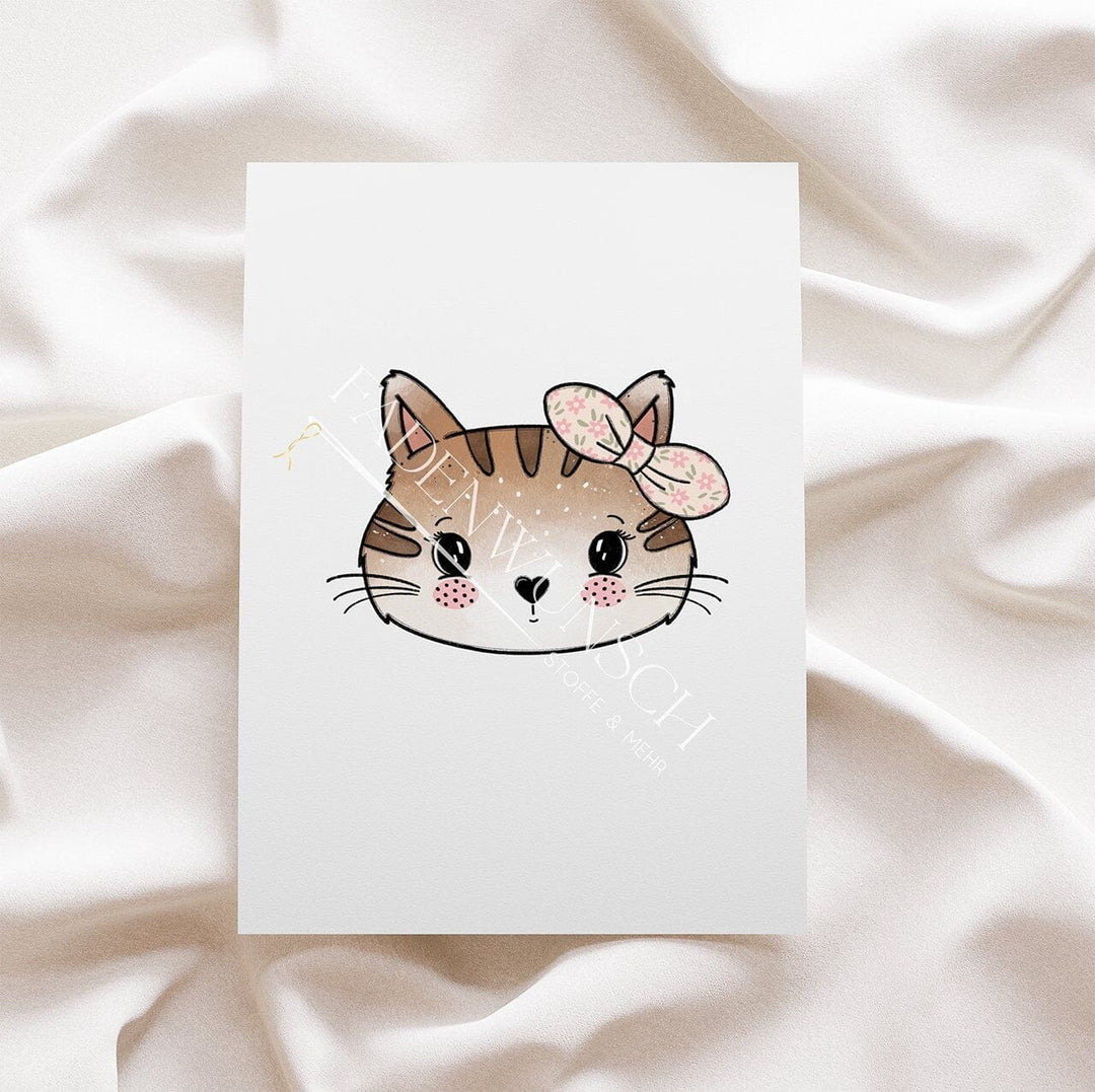 Vorbestellung | Bügelbild "Katze - mit Schleife" fadenwunsch