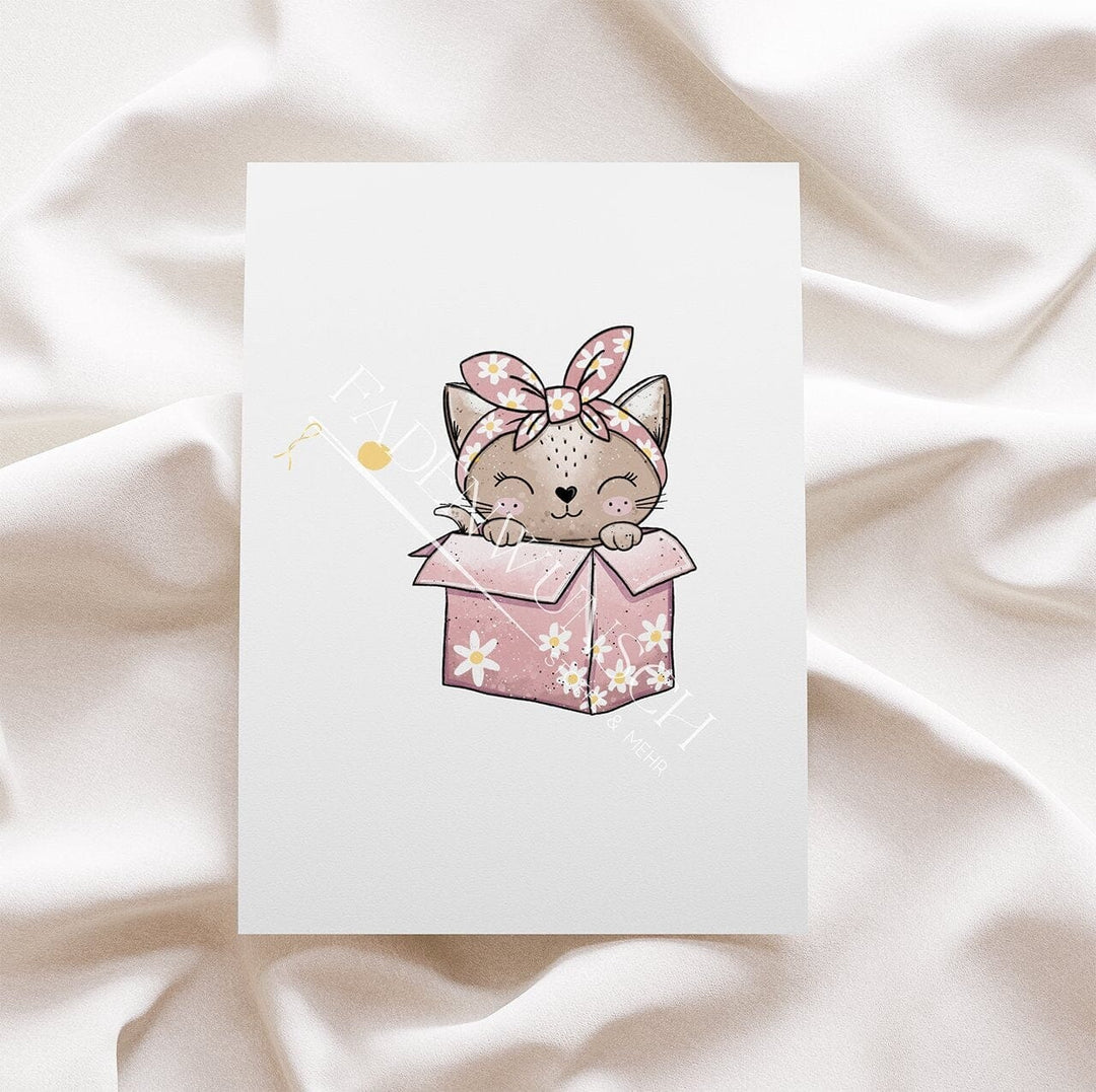 Vorbestellung | Bügelbild "Kitty in Box - Blumen" fadenwunsch