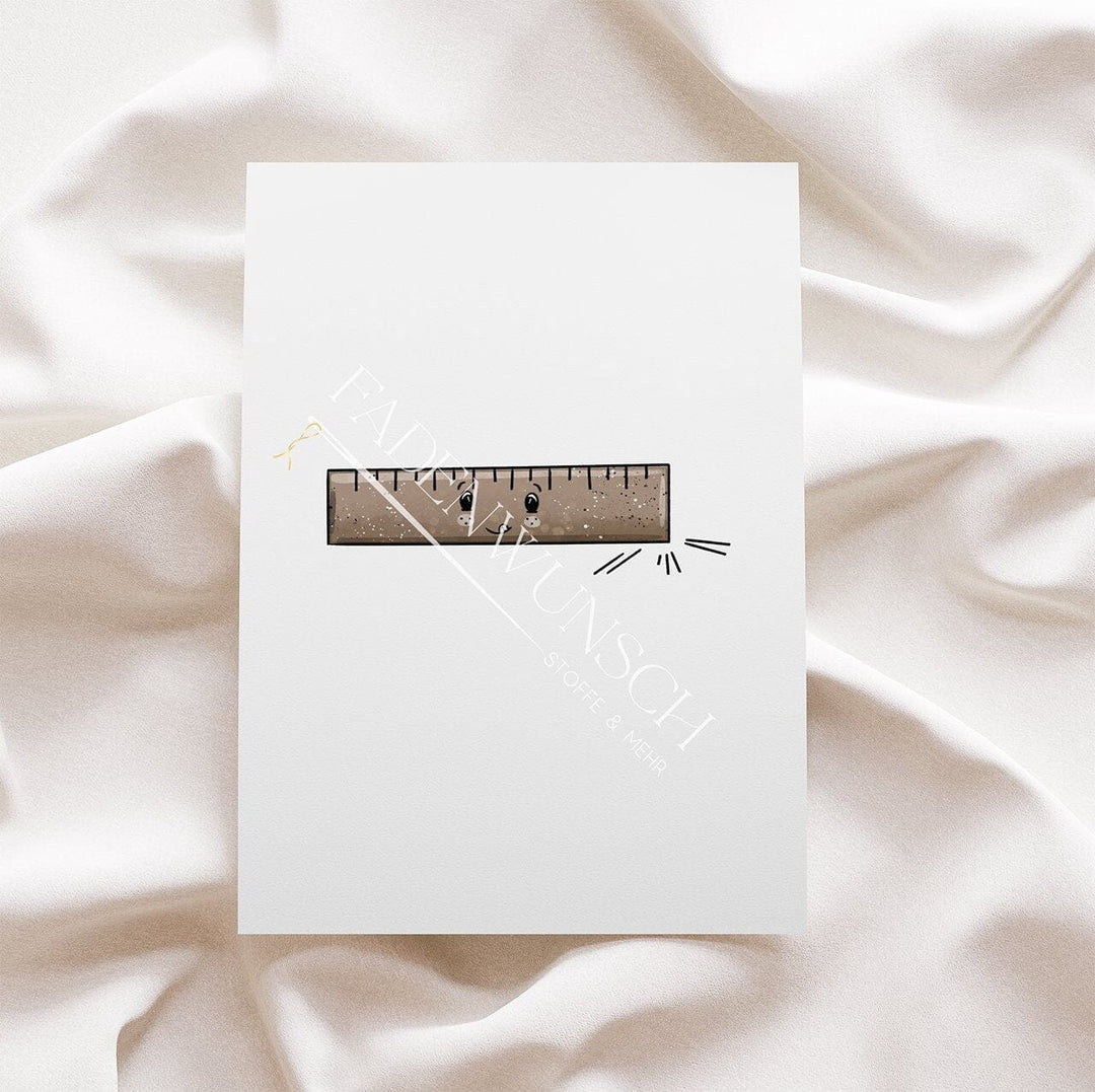 Vorbestellung | Bügelbild "Schreibzeug - Lineal Beige" fadenwunsch