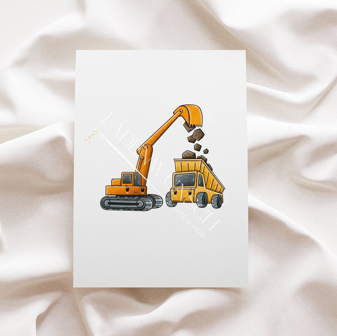 Vorbestellung | Bügelbild "Mobil-Team Bagger & Kipper" fadenwunsch