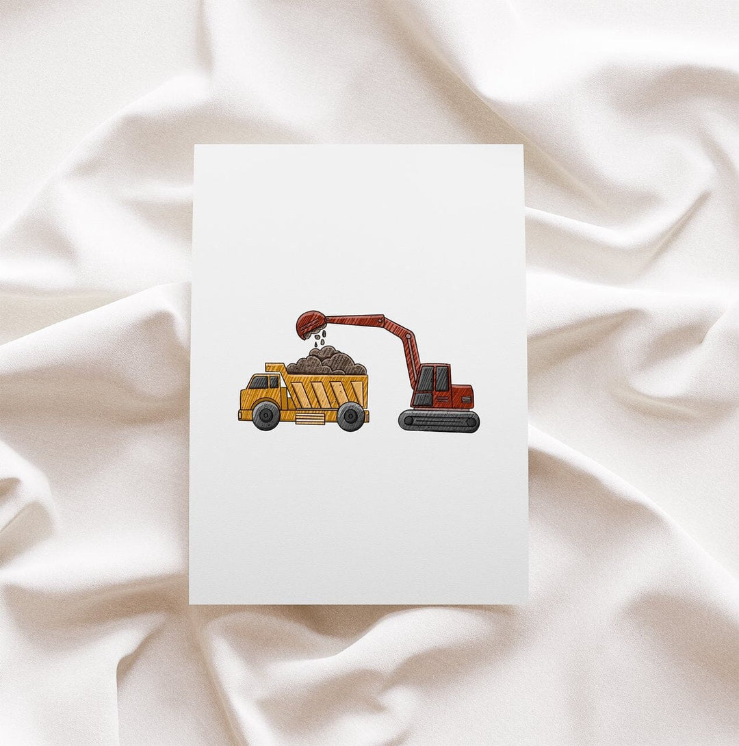 Vorbestellung | Bügelbild "Baufahrzeuge Mobiletopia - Bagger & Kipper" fadenwunsch