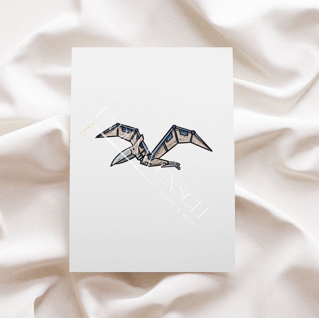 Vorbestellung | Bügelbild "Robo Dino - Flugsaurier Beige" fadenwunsch