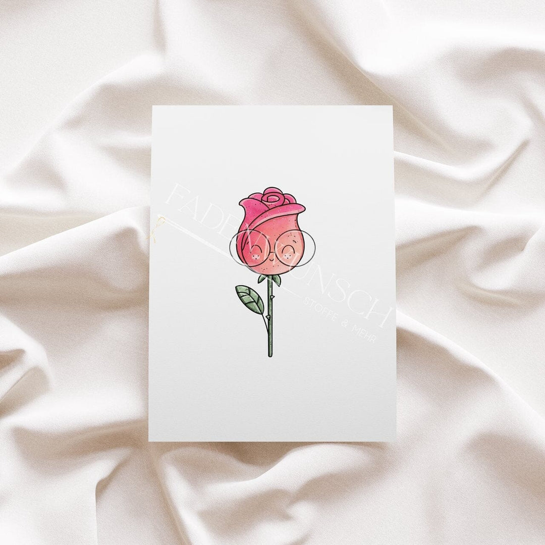 Vorbestellung | Bügelbild "Blumen - Rosi Flower - mit Brille" fadenwunsch