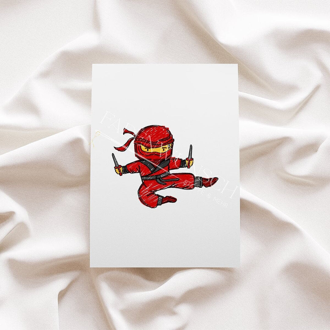 Vorbestellung | Bügelbild "roter Ninja" fadenwunsch