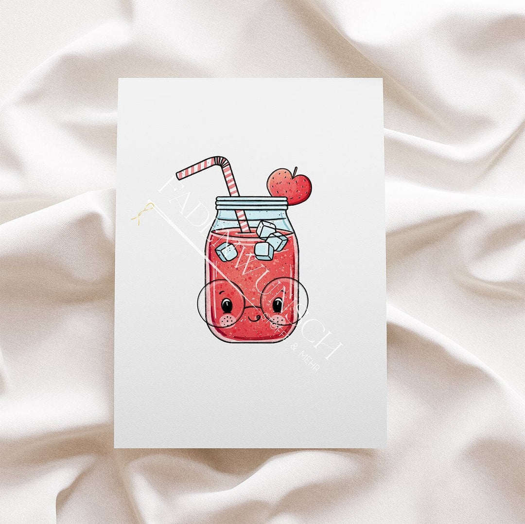 Vorbestellung | Bügelbild "Summer Drink - Erdbeere - mit Brille" fadenwunsch