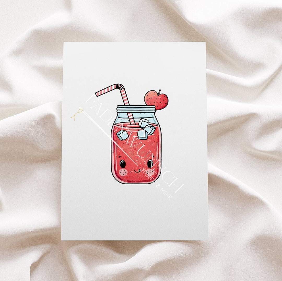 Vorbestellung | Bügelbild "Summer Drink - Erdbeere - ohne Brille" fadenwunsch