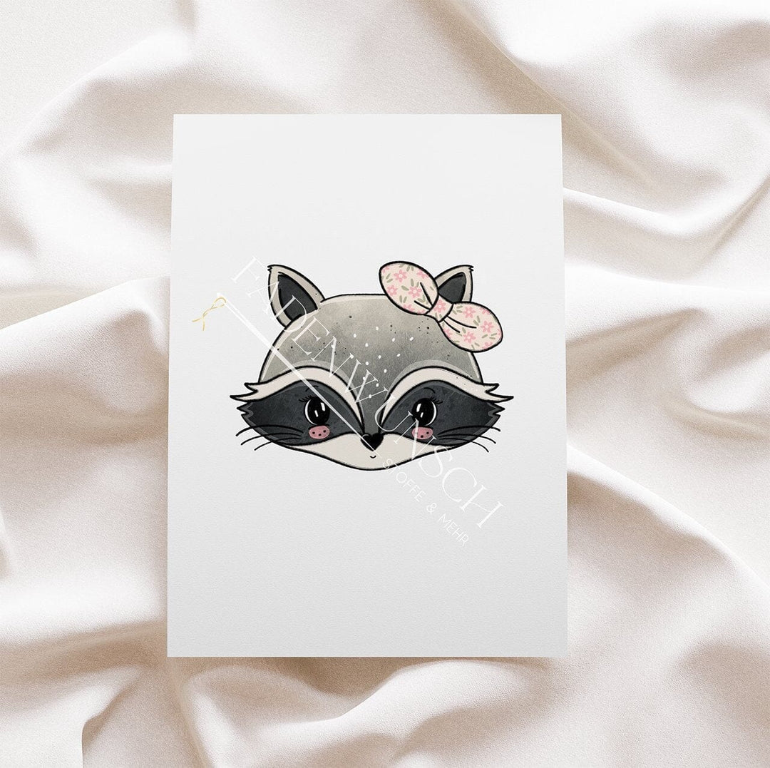 Vorbestellung | Bügelbild "Waschbär - mit Schleife" fadenwunsch