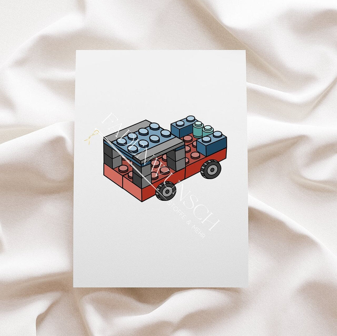 Vorbestellung | Bügelbild "Bausteine - Fahrzeug 1" fadenwunsch