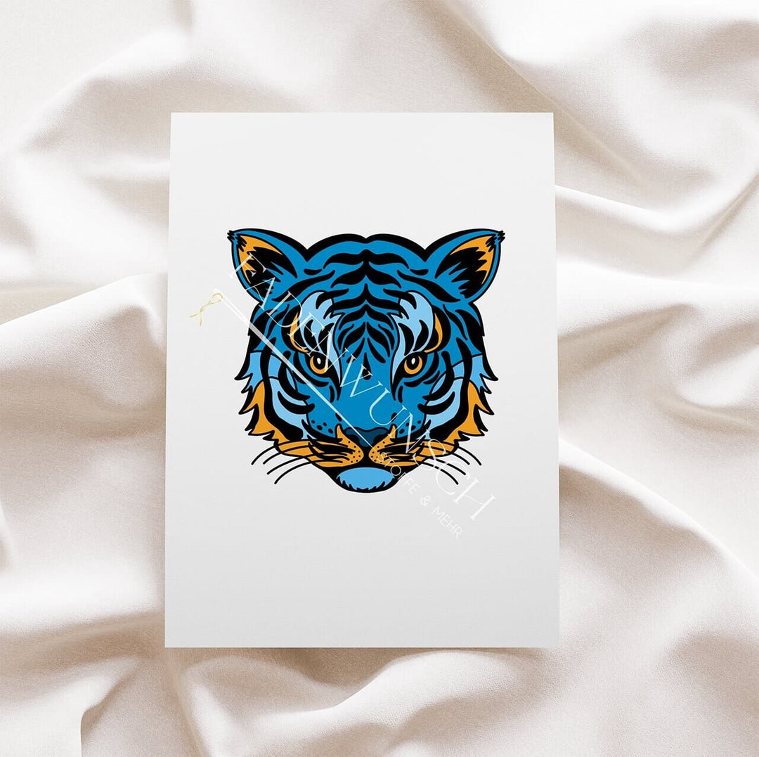 Vorbestellung | Bügelbild "Tiger Roar - Blau" fadenwunsch