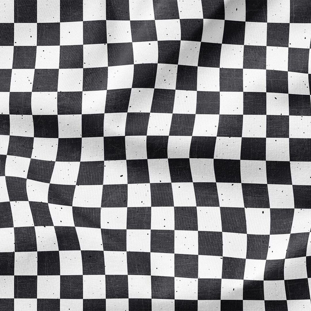 Vorbestellung | French Terry "Checkerboard Weiß Schwarz" fadenwunsch