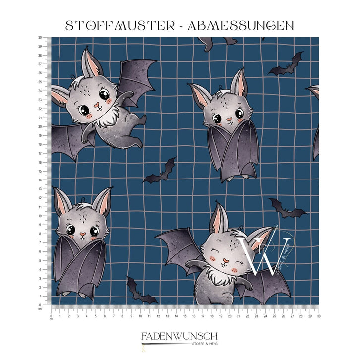 Vorbestellung | "Fledermaus - Fledi Fussel - Blau" | Halloween Stoffe 2025 fadenwunsch