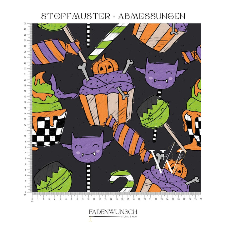 Vorbestellung | "Halloween-Sweets - Anthrazit" | Halloween Stoffe 2025 fadenwunsch